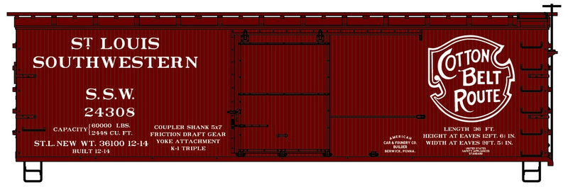 Accurail 1314 36' Double Sheath Wood Boxcar, Saint Louis Southwestern-Cotton Belt Built 1914, HO
