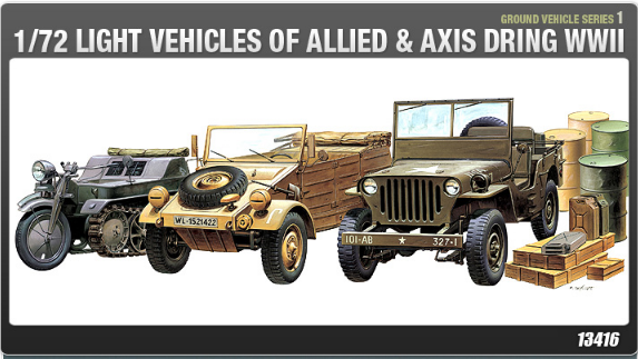 Academy Models 13416 WWII Ground Vehicle Set -- Plastic Model Military Vehicle Kit -- 1/72 Scale