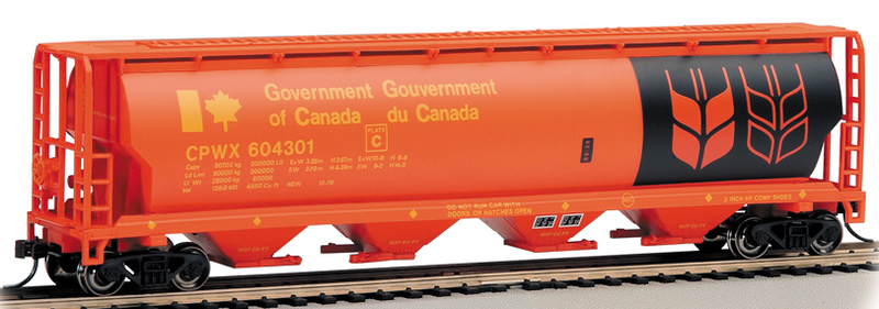 Bachmann 19134 Government of Canada - Red - 4 Bay Cylindrical Grain Hopper, HO