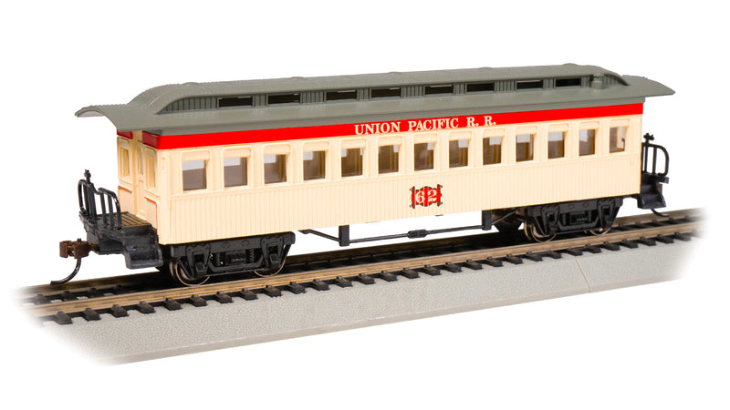 Bachmann 13410 1860 - 1880 Wood Coach - Ready to Run - Silver Series(R) -- Union Pacific (pale yellow, red, gray), HO