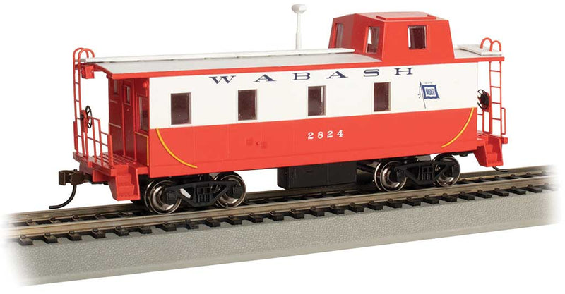 Bachmann 14002 Slanted Offset-Cupola Caboose - Ready to Run -- Wabash 2824 (white, red), HO