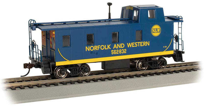 Bachmann 14003 Slanted Offset-Cupola Caboose - Ready to Run -- Norfolk & Western 562832 (blue, yellow), HO
