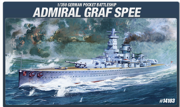 Academy Models 14103 Graf Spee Pocket Battleship -- Plastic Model Battleship Kit -- 1/350 Scale