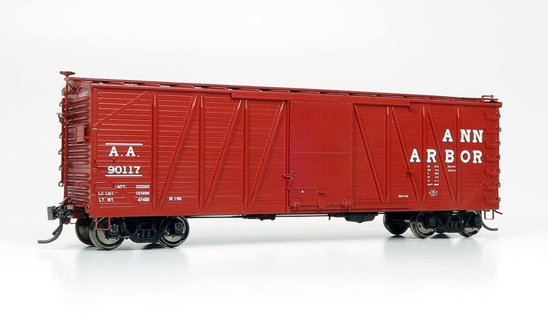 Rapido 142001A USRA Single-Sheathed Boxcar: Ann Arbor - Equipped with AB brakes (KC brakes in the box) Equipped with wood doors Single Car - random car