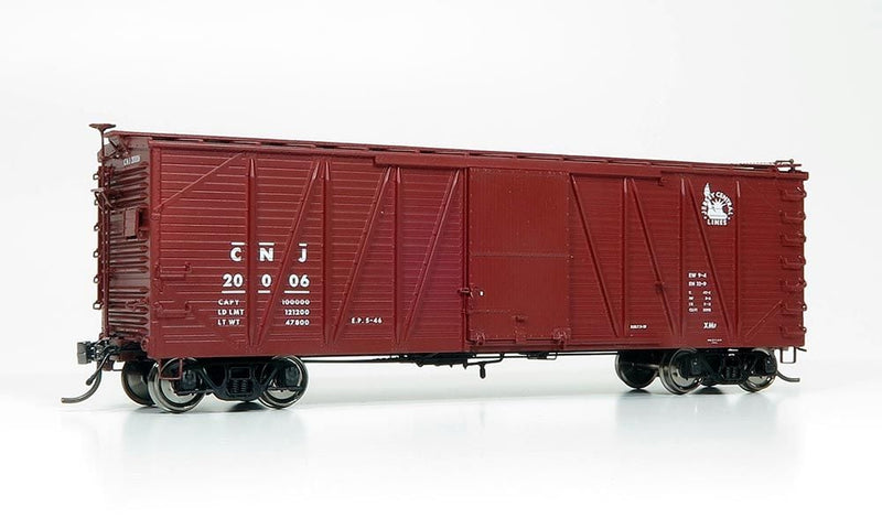 Rapido 142003A USRA Single-Sheathed Boxcar: CNJ - Equipped with AB brakes (KC brakes in the box) Equipped with wood doors Single Car - random car