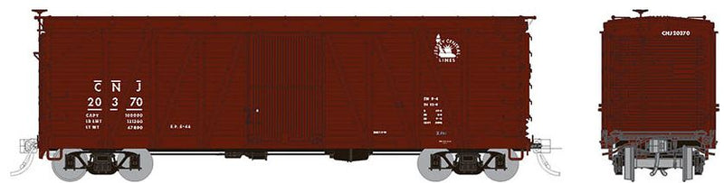 Rapido 142003 USRA Single-Sheathed Boxcar: CNJ - Equipped with AB brakes (KC brakes in the box) Equipped with wood doors 6-pack includes the following numbers, all individually packaged: #20006 #20098 #20187 #20275 #20370 #20432, HO