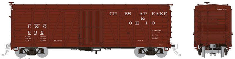 Rapido 142004 USRA Single-Sheathed Boxcar: C&O- Equipped with KC brakes (AB brakes in the box) Equipped with wood doors 6-pack includes the following numbers, all individually packaged: #632 #641 #664 #1027 #1085 #1132, HO