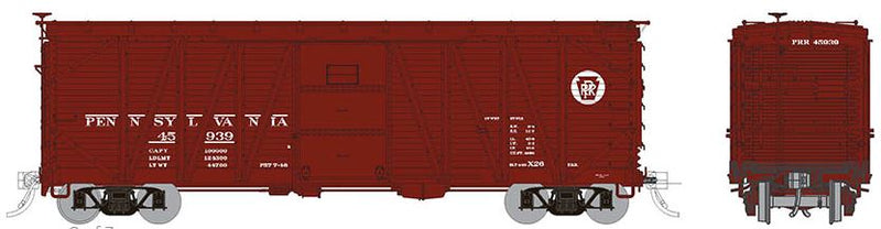 Rapido 142012A USRA Single-Sheathed Boxcar: PRR (Creco door) - Equipped with AB brakes (KC brakes in the box) Equipped with Creco doors Single Car - random car