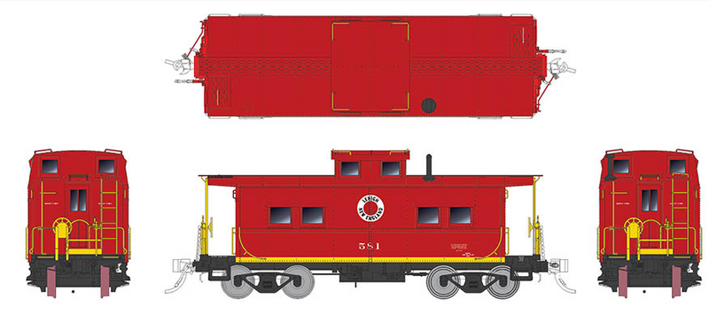 Rapido 144008 Northeastern-style Steel Caboose: LNE - Red Scheme: