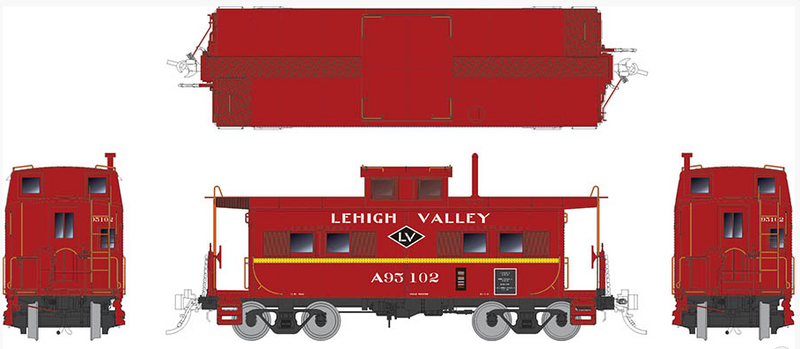 Rapido 144014 Northeastern-style Steel Caboose: LV - Black Diamond Scheme: