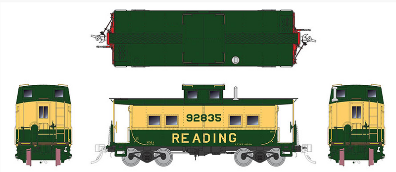 Rapido 144020 Northeastern-style Steel Caboose: RDG - Yellow & Green Scheme: