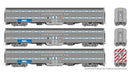 PREORDER Rapido 145008 HO Budd Gallery Bi-Level Commuter Cab Coach & 2 Coach Set - Ready to Run -- Metra - BNSF Set #2 (Cab #808 Coaches #750, 777, BNSF Railway Lettering)