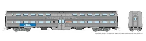 Rapido 145009 HO Budd Gallery Bi-Level Commuter Coach - Ready to Run -- Metra Unnumbered (BNSF Railway Lettering)