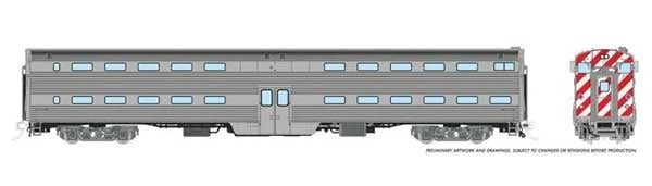 PREORDER Rapido 145098 HO Budd Gallery Bi-Level Commuter Cab Coach - Ready to Run -- Painted, Unlettered (stainless, white, orange)