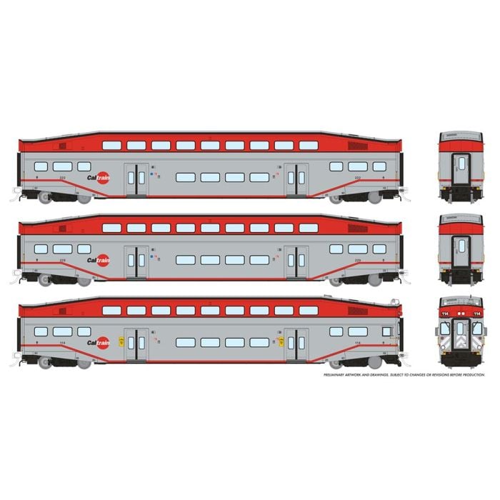 PREORDER Rapido 146028 HO BiLevel Commuter Car: CalTrain: Set