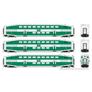 Rapido 146036 HO BiLevel Commuter Car: GO Transit - Late: Set