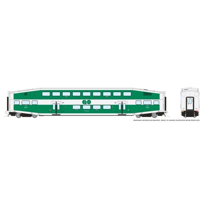 Rapido 146036 HO BiLevel Commuter Car: GO Transit - Late: Set