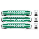 Rapido 146038 HO BiLevel Commuter Car: GO Transit - Late: Set