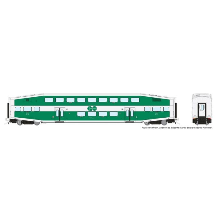 PREORDER Rapido 146038 HO BiLevel Commuter Car: GO Transit - Late: Set
