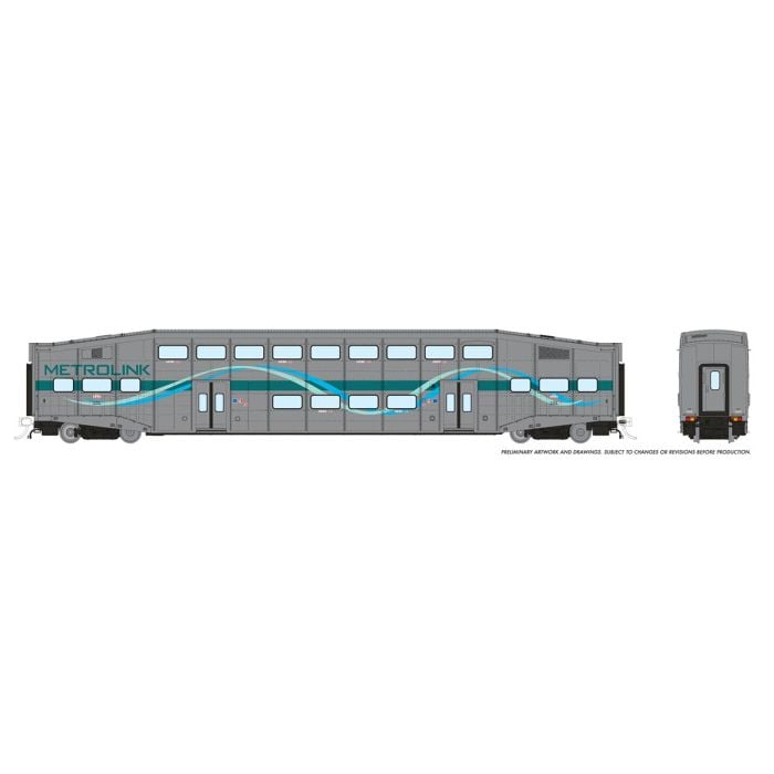 PREORDER Rapido 146044 HO BiLevel Commuter Car: Metrolink - Ribbon: Set