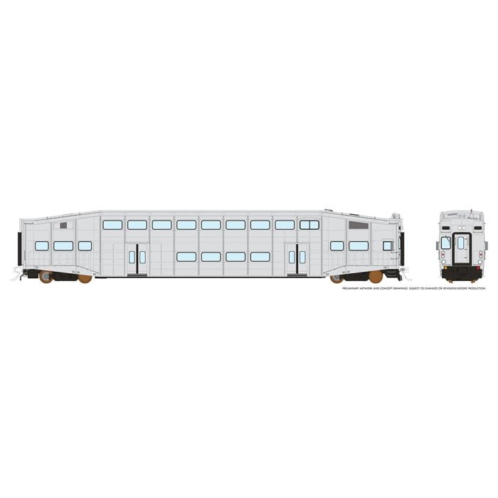 PREORDER Rapido 146097 HO BiLevel Commuter Car: Undecorated Series II (4 window, rivetted) Cab car