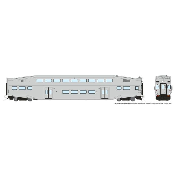 PREORDER Rapido 146098 HO BiLevel Commuter Car: Undecorated Series III (4 window, welded) Cab car