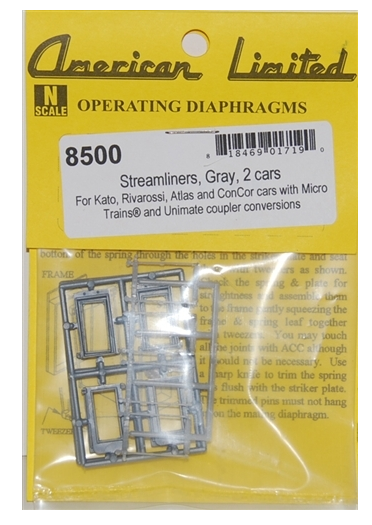 American Limited Models 147-8500 Diaphragms for Streamliners, 2 car set (gray), N Scale