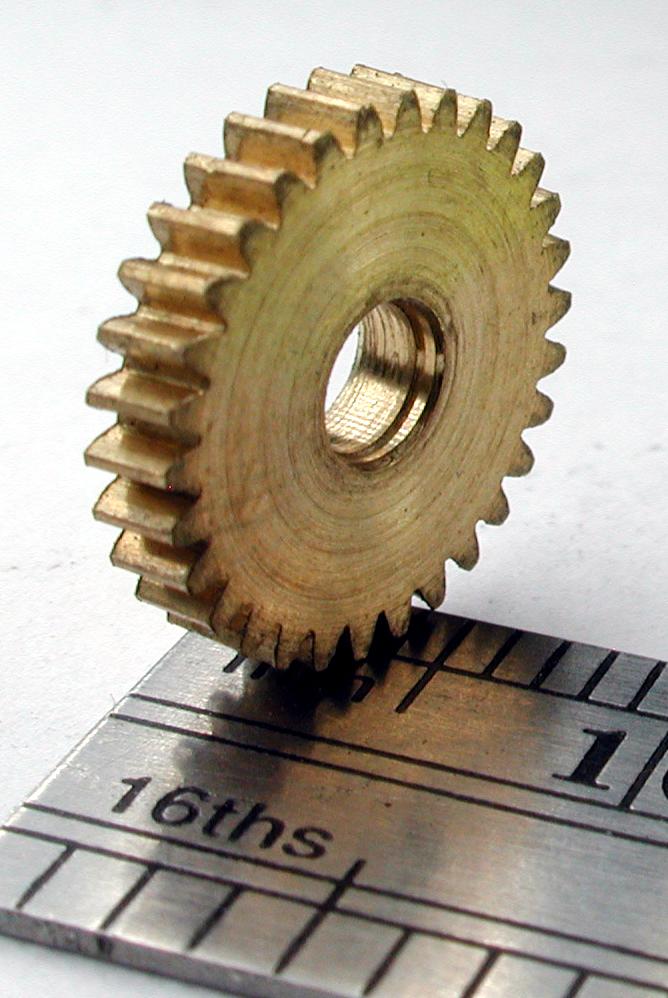 Northwest Short Line 14730-6 Reverse Worm Gear - Brass 3.0mm Bore (.118") -- 30 Teeth, 0.444 Outside Diameter, All Scales