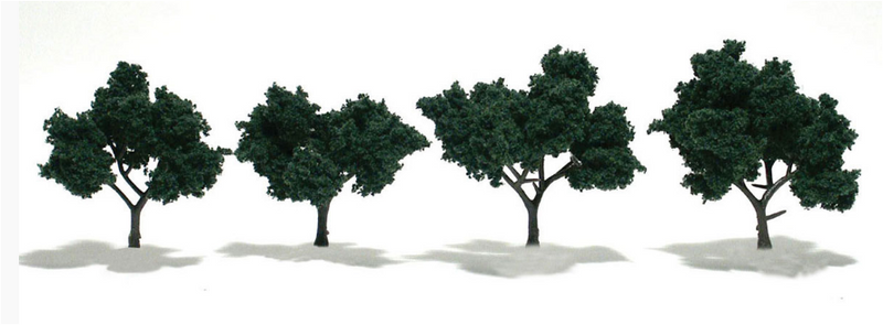 Woodland Scenics 1505 Ready Made Dk Green Trees 2'-3' 4pk
