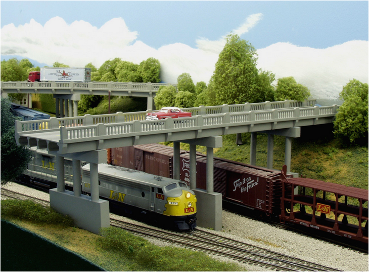 Rix Products-6280153 N EARLY 150' Hi-way Overpass Kit, N Scale