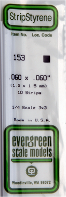 Evergreen Scale 153 .060 X .060 STRIPS