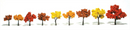 Woodland Scenics 1540 Ready Made Fall Trees 1 1/4'-3' 9pk