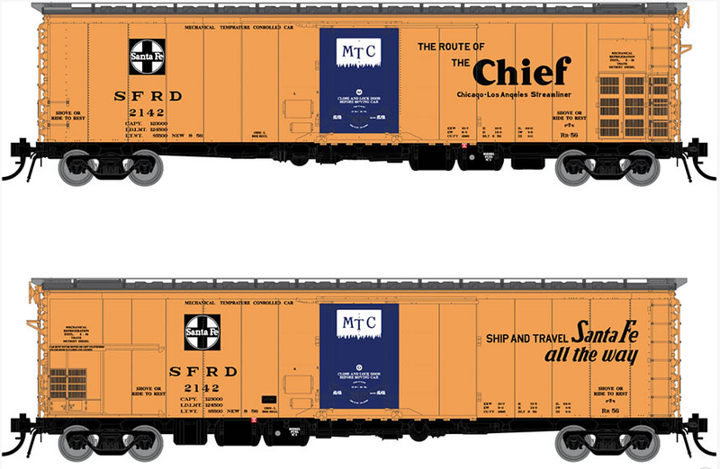 Rapido 156004A Santa Fe RR-56 Mechanical Reefer: Chief Slogan - Single Car- random car