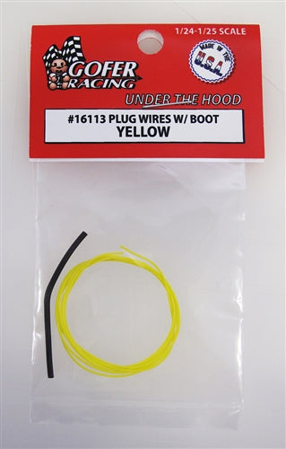 Gofer Racing 16113 Plug Wires With Boot - Yellow , 1:24 & 1:25 Scales