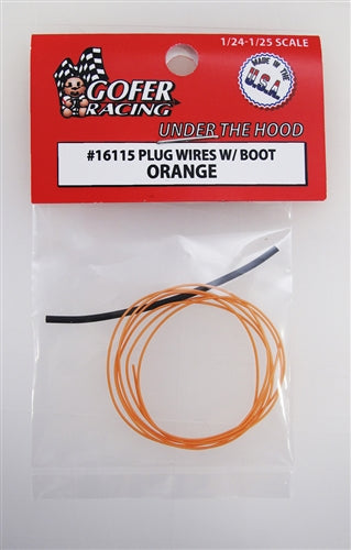 Gofer Racing 16115 Plug Wires With Boot - Orange , 1:24 & 1:25 Scales