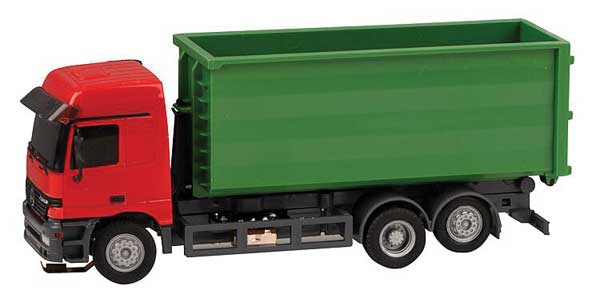 Faller Gmbh 161493 Mercedes-Benz Actros roll-Off Container Truck - Car System -- Red, Green, HO Scale