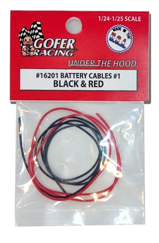 Gofer Racing 16201 Battery Cables Black and Red , 1:24 & 1:25 Scales
