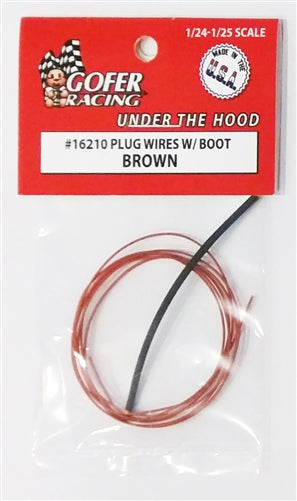 Gofer Racing 16210 Plug Wires with boot-brown , 1:24 & 1:25 Scales