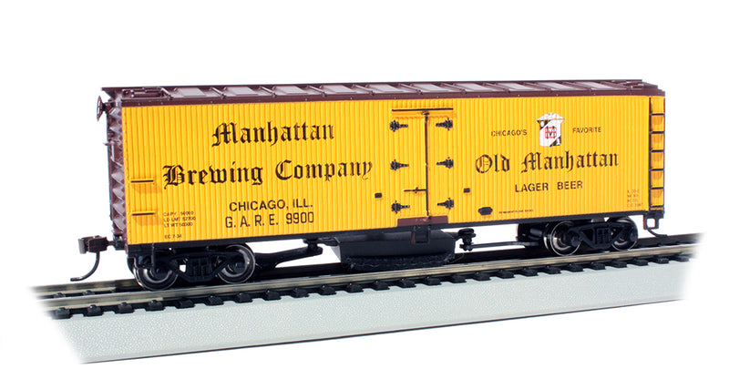 Bachmann 16334 Manhattan Brewing Co. - Track Cleaning 40' Wood-Side Reefer, HO Scale