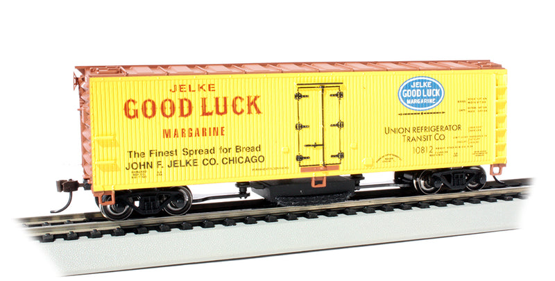 Bachmann 16336 Jelke Good Luck Margarine - Track Cleaning 40' Wood-Side Reefer, HO Scale