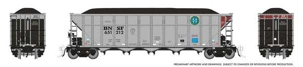 PREORDER Rapido 169043 HO AutoFlood III Rapid Discharge Coal Hopper 6-Pack - Ready to Run -- BNSF Railway Set