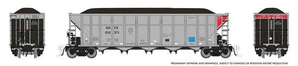 PREORDER Rapido 169049 HO AutoFlood III Rapid Discharge Coal Hopper w/Load 6-Pack - Ready to Run -- GATX Capital GACX Set