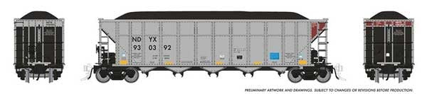 PREORDER Rapido 169054 HO AutoFlood III Rapid Discharge Coal Hopper w/Load 6-Pack - Ready to Run -- First Union Rail NDYX Set