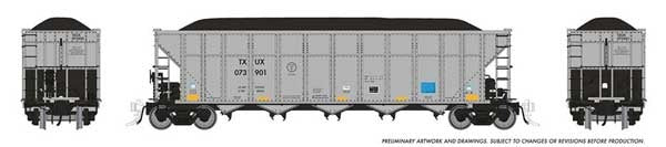 PREORDER Rapido 169059 HO AutoFlood III Rapid Discharge Coal Hopper w/Load 6-Pack - Ready to Run -- Luminant TXUX Set