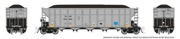 PREORDER Rapido 169060 HO AutoFlood III Rapid Discharge Coal Hopper w/Load 6-Pack - Ready to Run -- Luminant TXUX Set