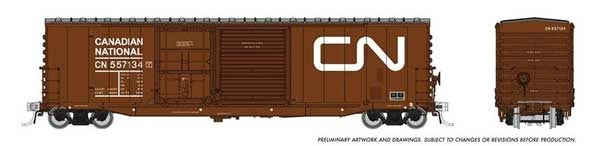 Rapido 173003 HO NSC 5304 Plug & Sliding Door Boxcar 6-Pack - Ready to Run -- Canadian National (Late 1980s, Boxcar Red, Noodle Logo)