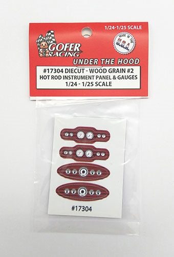 Gofer Racing 17304 Wood Grain Instrument Panel and Gauges , 1:24 & 1:25 Scales