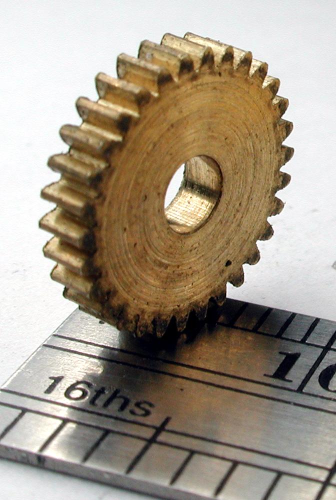 Northwest Short Line 17730-6 Spur/Worm Gear - Brass 3.0mm Bore (.118") -- 30 Teeth, 0.444 Outside Diameter, All Scales