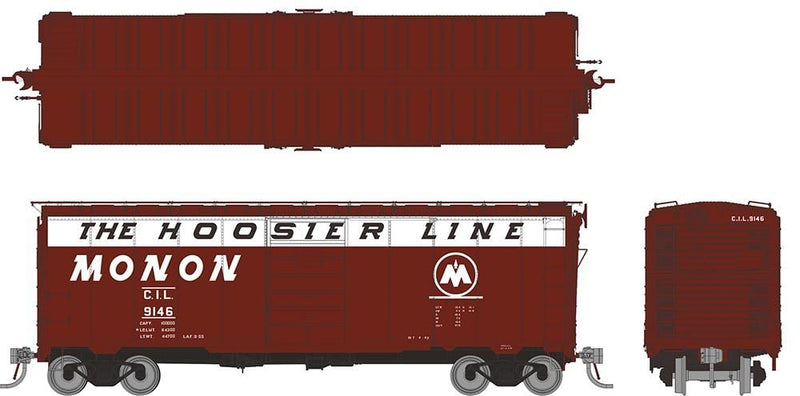 PREORDER Rapido 181001 HO 1937 AAR 40' Boxcar - Round corner: CIL (Monon): 6-Pack