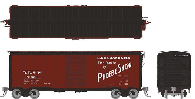 PREORDER Rapido 181002A HO 1937 AAR 40' Boxcar - Round corner: DL&W - Phoebe Snow: Single Car